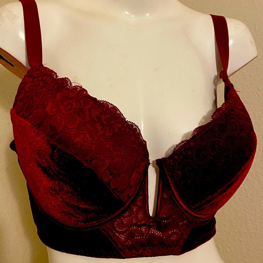 NWOT Velvet Maroon Bralette/Bra